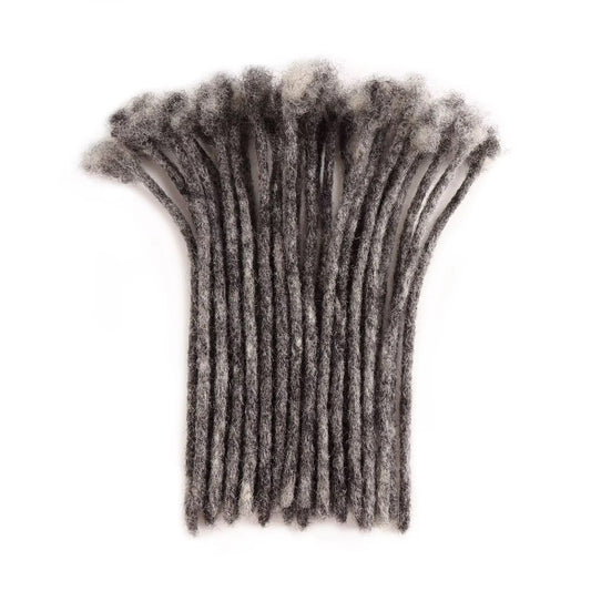 Handmade Human Hair Loc Extensions | Salt and Pepper Interlocs (50 loc bundle)