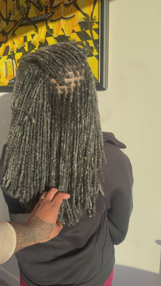 Handmade Human Hair Loc Extensions | Salt and Pepper Interlocs (50 loc bundle)